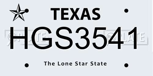 HGS3541 Texas License Plate