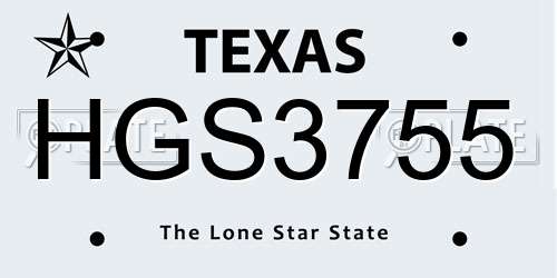 HGS3755 Texas License Plate