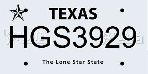 HGS3929 Texas License Plate