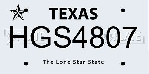 HGS4807 Texas License Plate