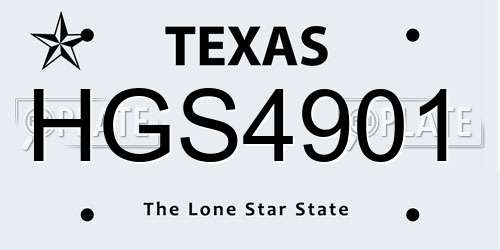 HGS4901 Texas License Plate