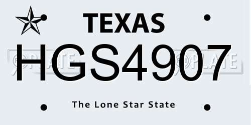 HGS4907 Texas License Plate