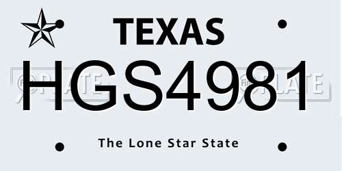 HGS4981 Texas License Plate