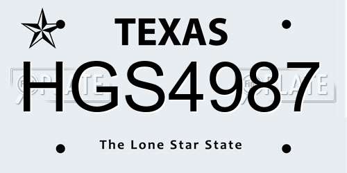 HGS4987 Texas License Plate