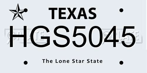 HGS5045 Texas License Plate