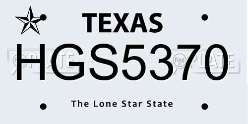 HGS5370 Texas License Plate