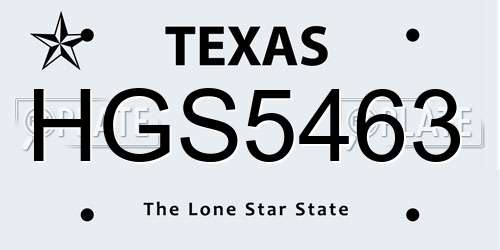 HGS5463 Texas License Plate