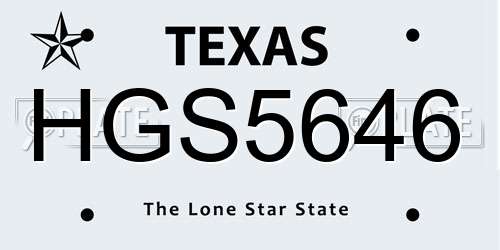 HGS5646 Texas License Plate