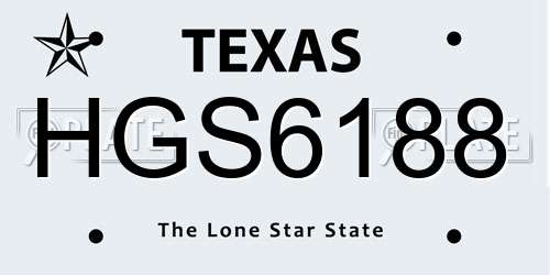 HGS6188 Texas License Plate