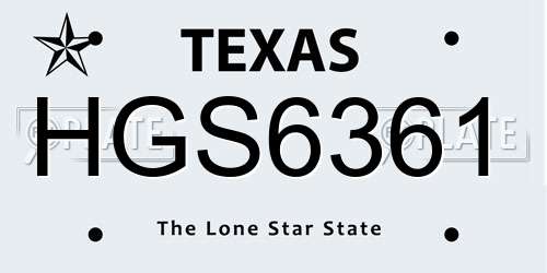 HGS6361 Texas License Plate