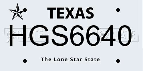 HGS6640 Texas License Plate