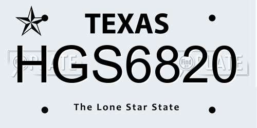 HGS6820 Texas License Plate