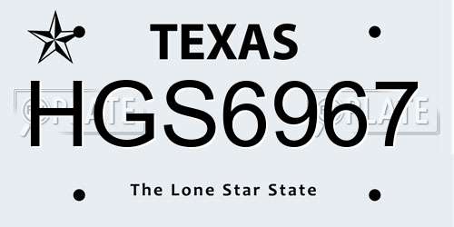 HGS6967 Texas License Plate