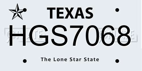 HGS7068 Texas License Plate
