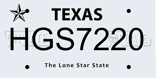 HGS7220 Texas License Plate