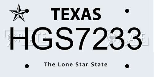 HGS7233 Texas License Plate