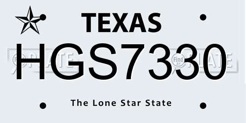 HGS7330 Texas License Plate