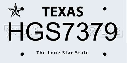 HGS7379 Texas License Plate