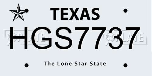 HGS7737 Texas License Plate