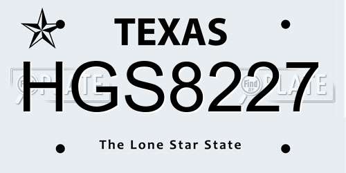 HGS8227 Texas License Plate