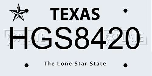 HGS8420 Texas License Plate