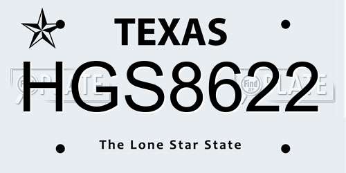 HGS8622 Texas License Plate
