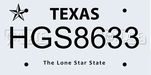 HGS8633 Texas License Plate