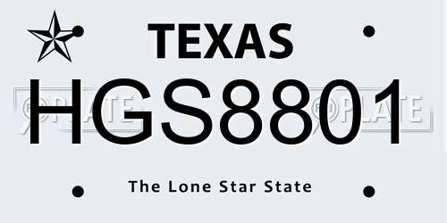 HGS8801 Texas License Plate
