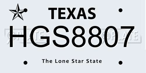 HGS8807 Texas License Plate