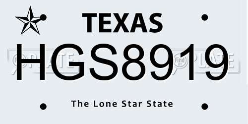 HGS8919 Texas License Plate