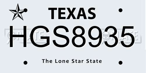 HGS8935 Texas License Plate