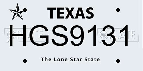 HGS9131 Texas License Plate