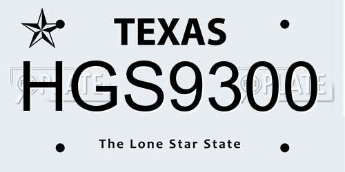 HGS9300 Texas License Plate
