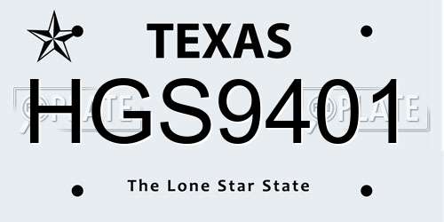 HGS9401 Texas License Plate