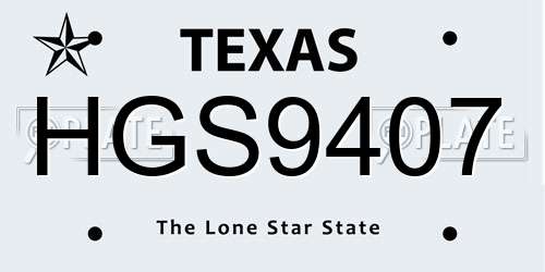 HGS9407 Texas License Plate