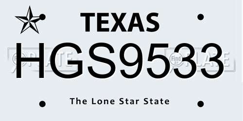 HGS9533 Texas License Plate