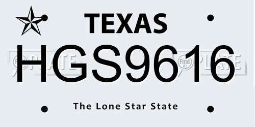 HGS9616 Texas License Plate