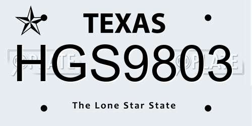 HGS9803 Texas License Plate