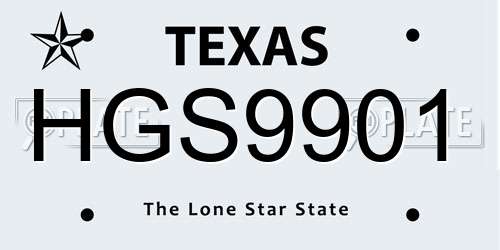 HGS9901 Texas License Plate