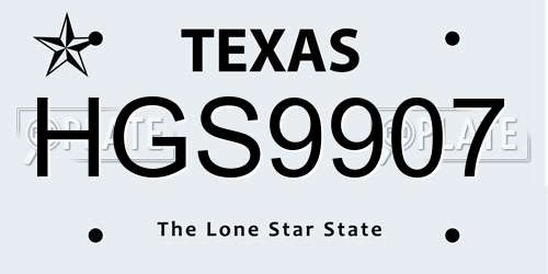 HGS9907 Texas License Plate