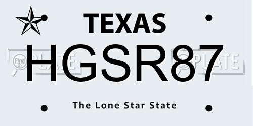 HGSR87 Texas License Plate