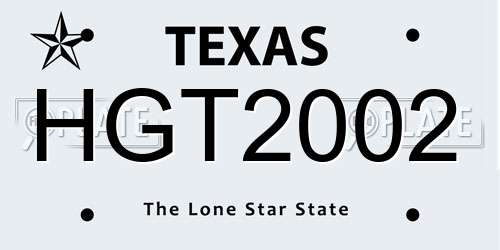 HGT2002 Texas License Plate