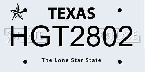 HGT2802 Texas License Plate