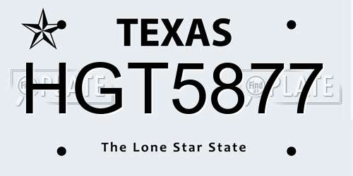HGT5877 Texas License Plate