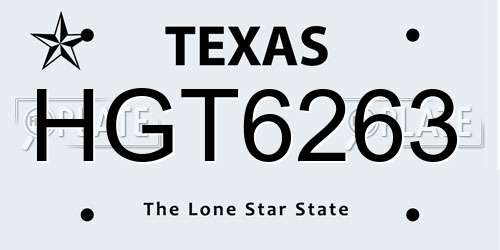 HGT6263 Texas License Plate