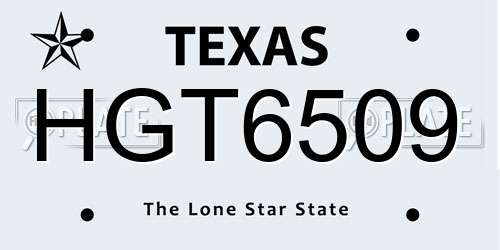 HGT6509 Texas License Plate