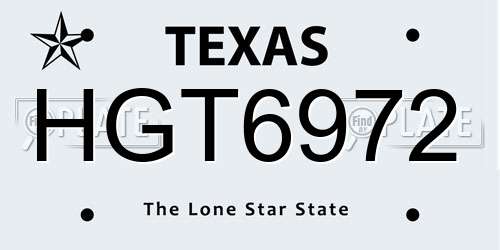 HGT6972 Texas License Plate