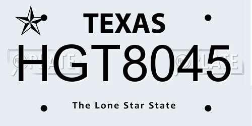 HGT8045 Texas License Plate