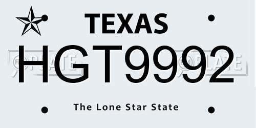 HGT9992 Texas License Plate