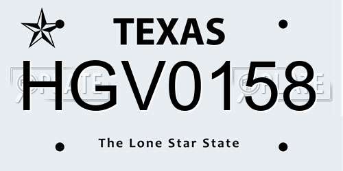 HGV0158 Texas License Plate